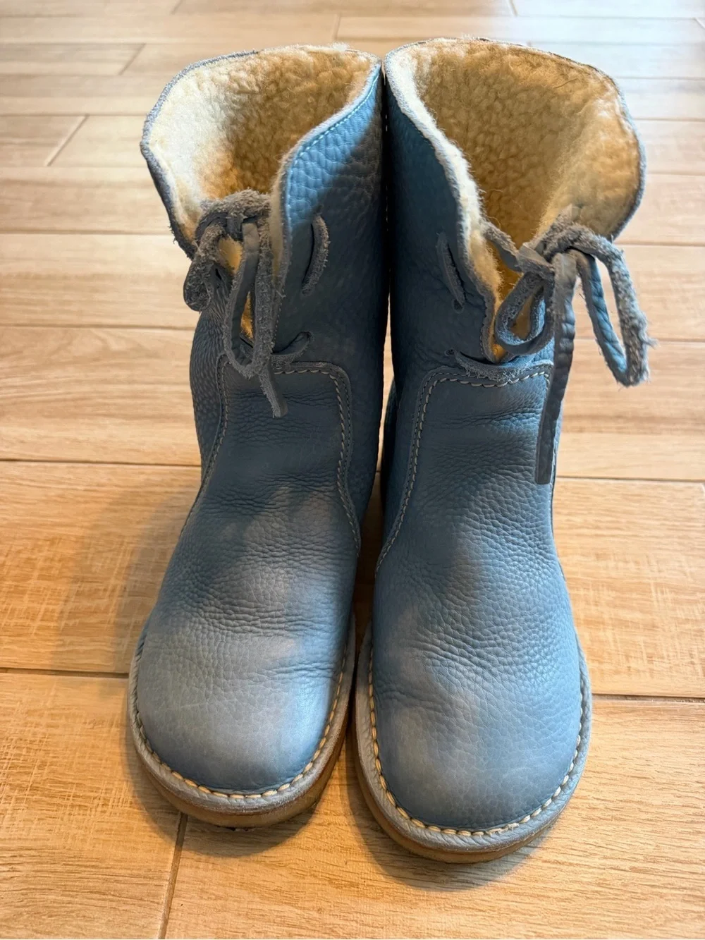 Duckfeet Arhus Blue Pebbled Leather Shearling Lined Boots Sz 39